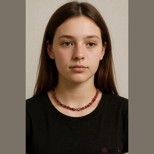 University of Georgia Red Silver Beaded Necklace